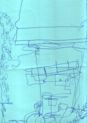 Drawing with writing on reverse